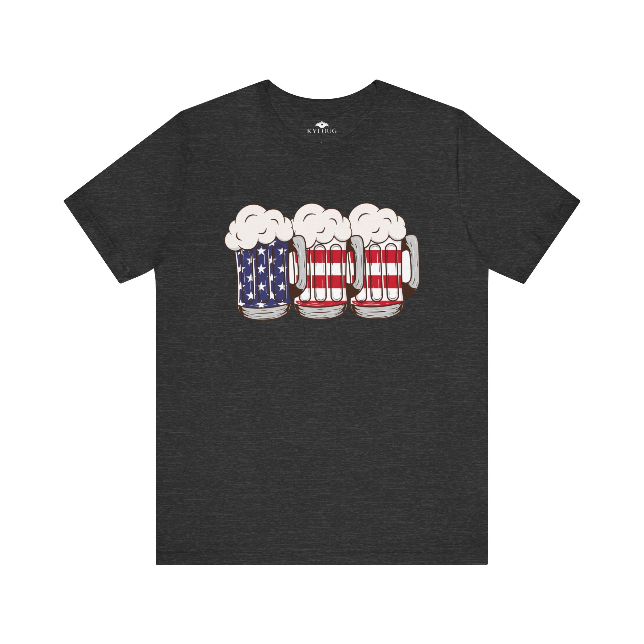 USA Beer Glass Printed Round Neck short sleeve T-Shirt for men and Women