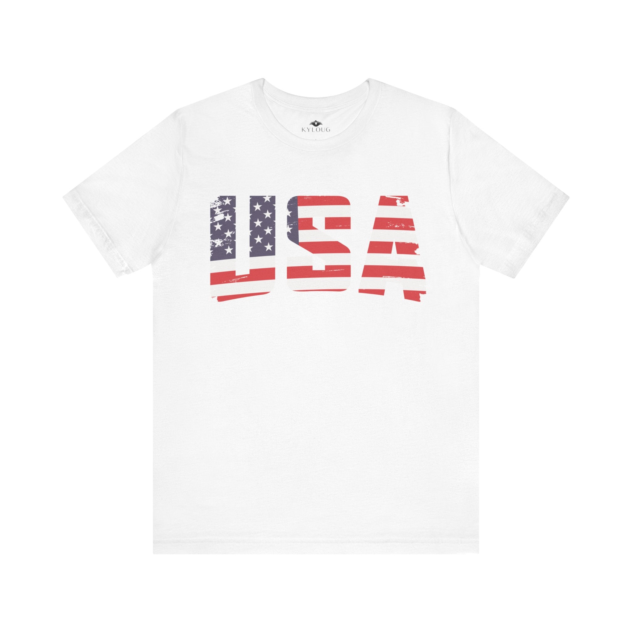 USA Flag Text Stylish round Neck short sleeve T-Shirt for men Women