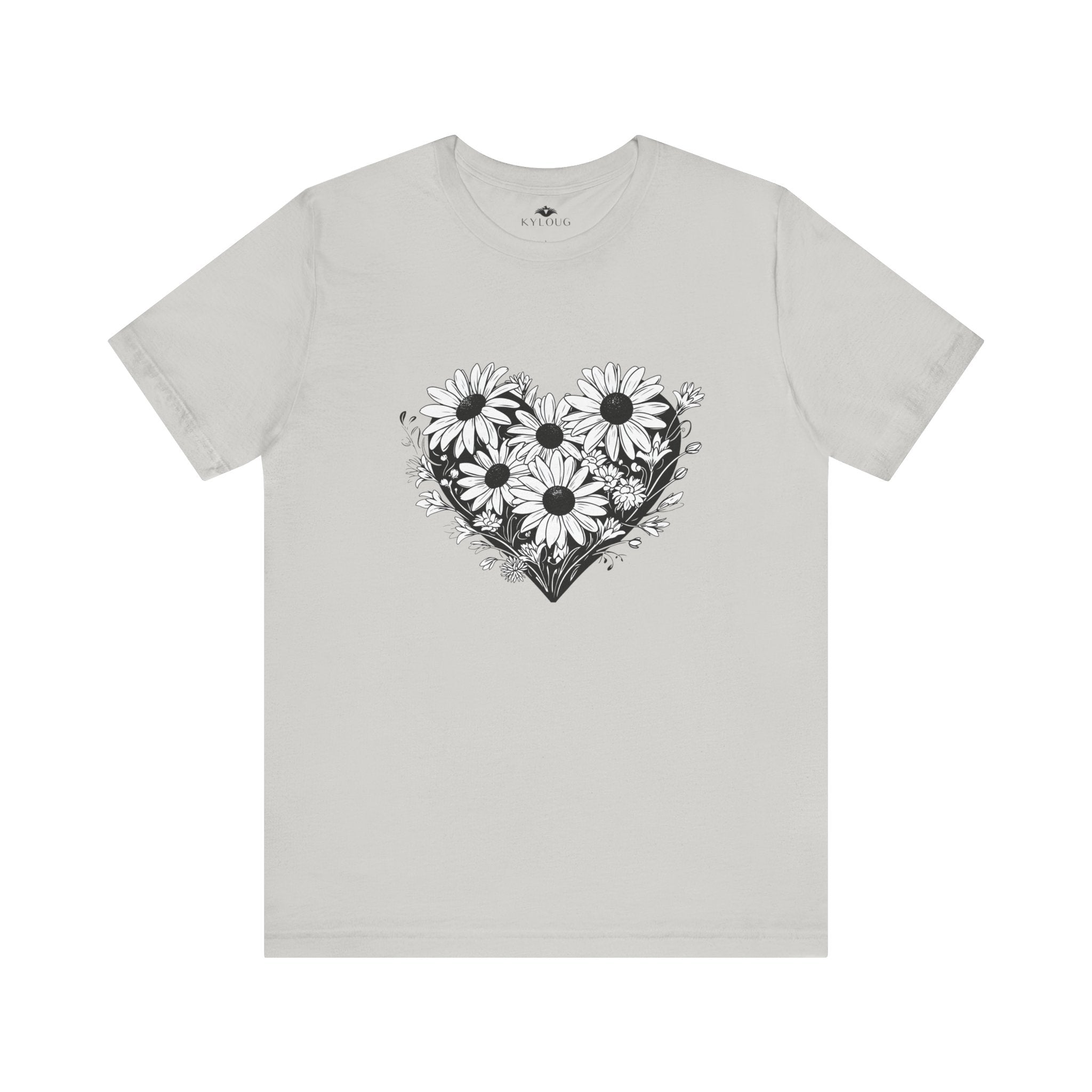 Flower Heart Design round neck T-Shirt for Women