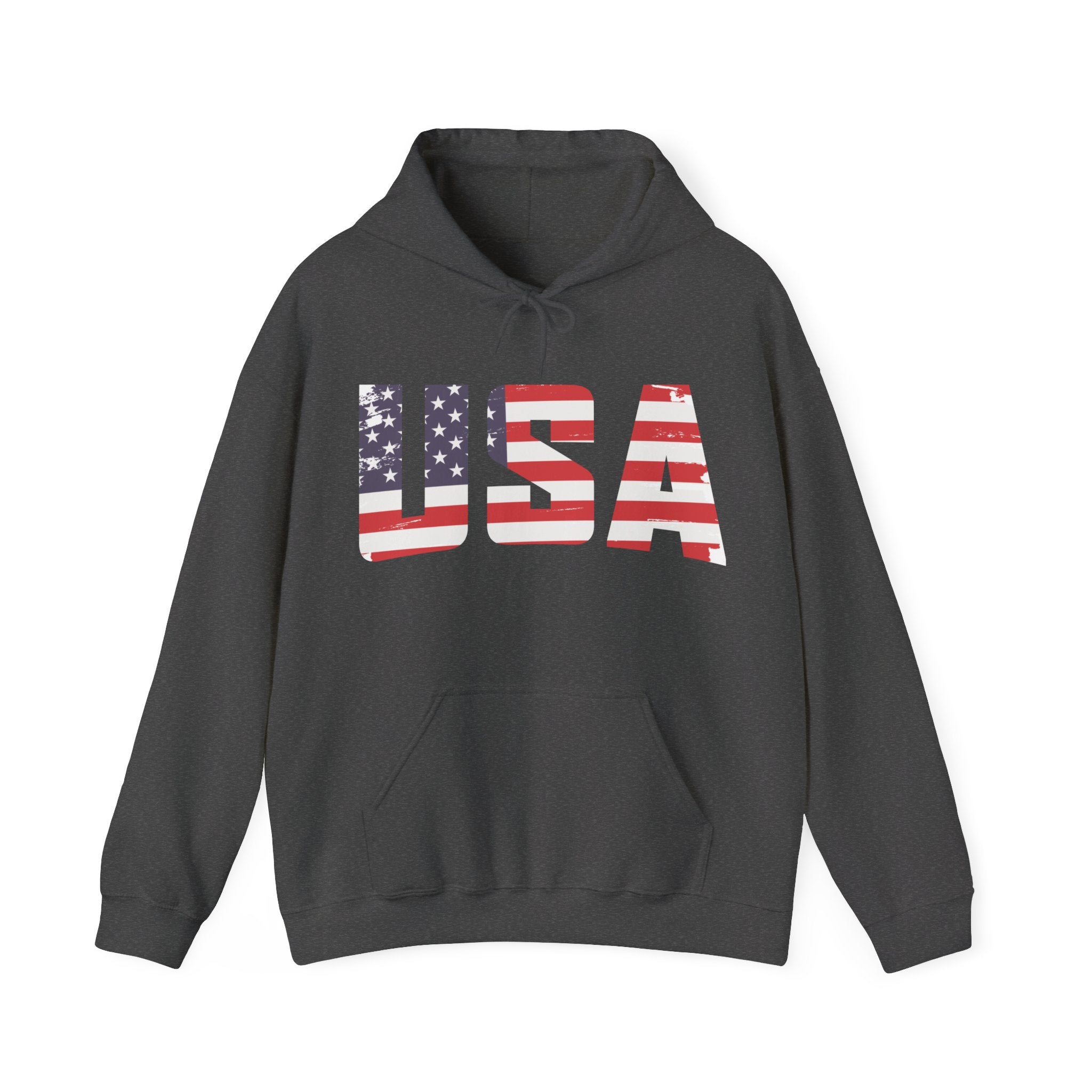 USA Flag Text Printed round neck Men Hoodie