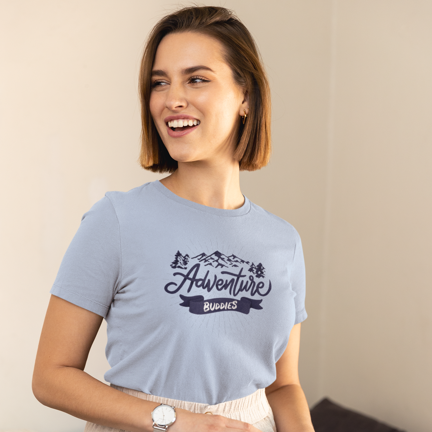 Adventure Text Printed T-Shirt round neck Unisex