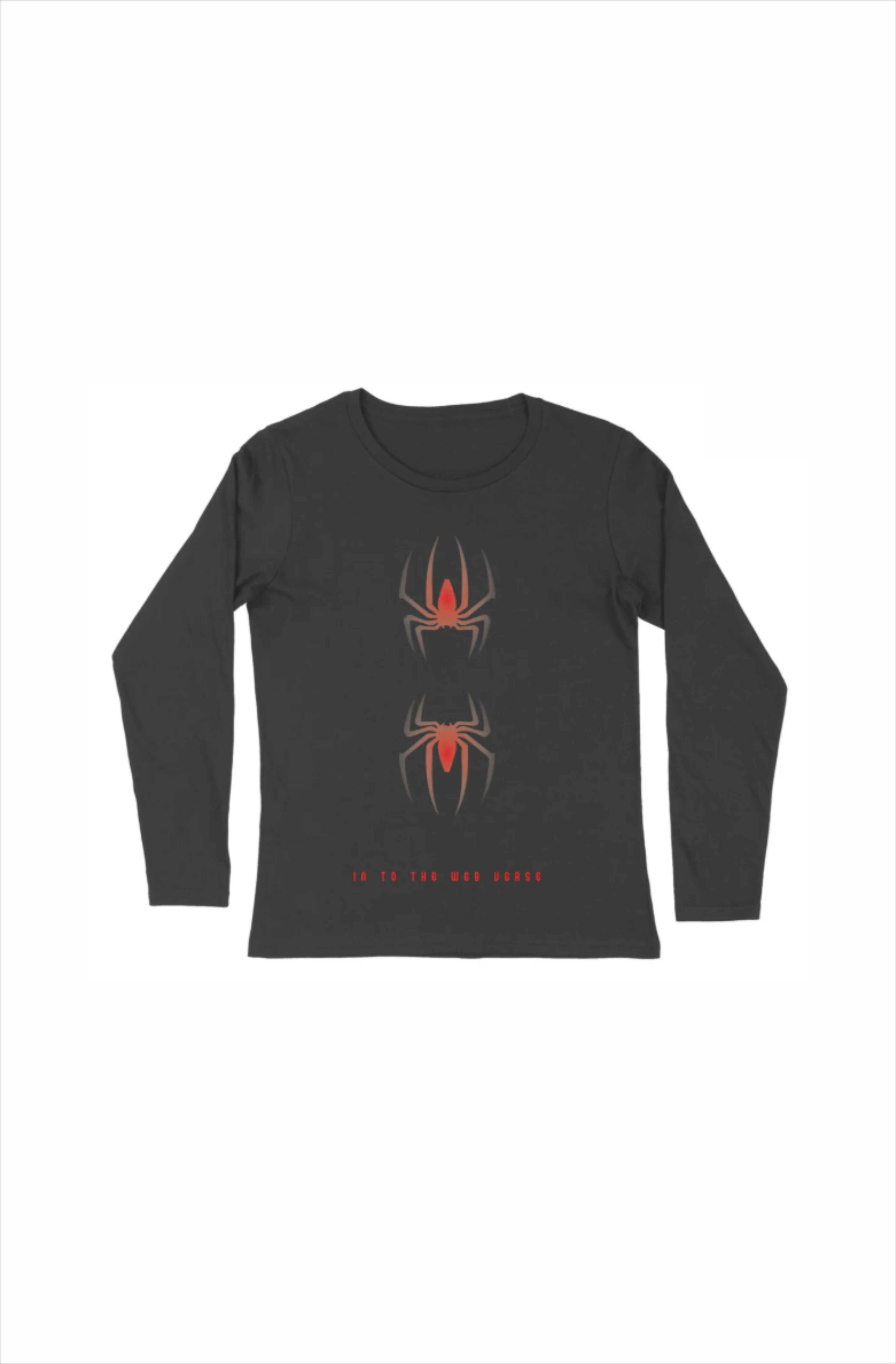 Black long-sleeve shirt with a Red spider design 