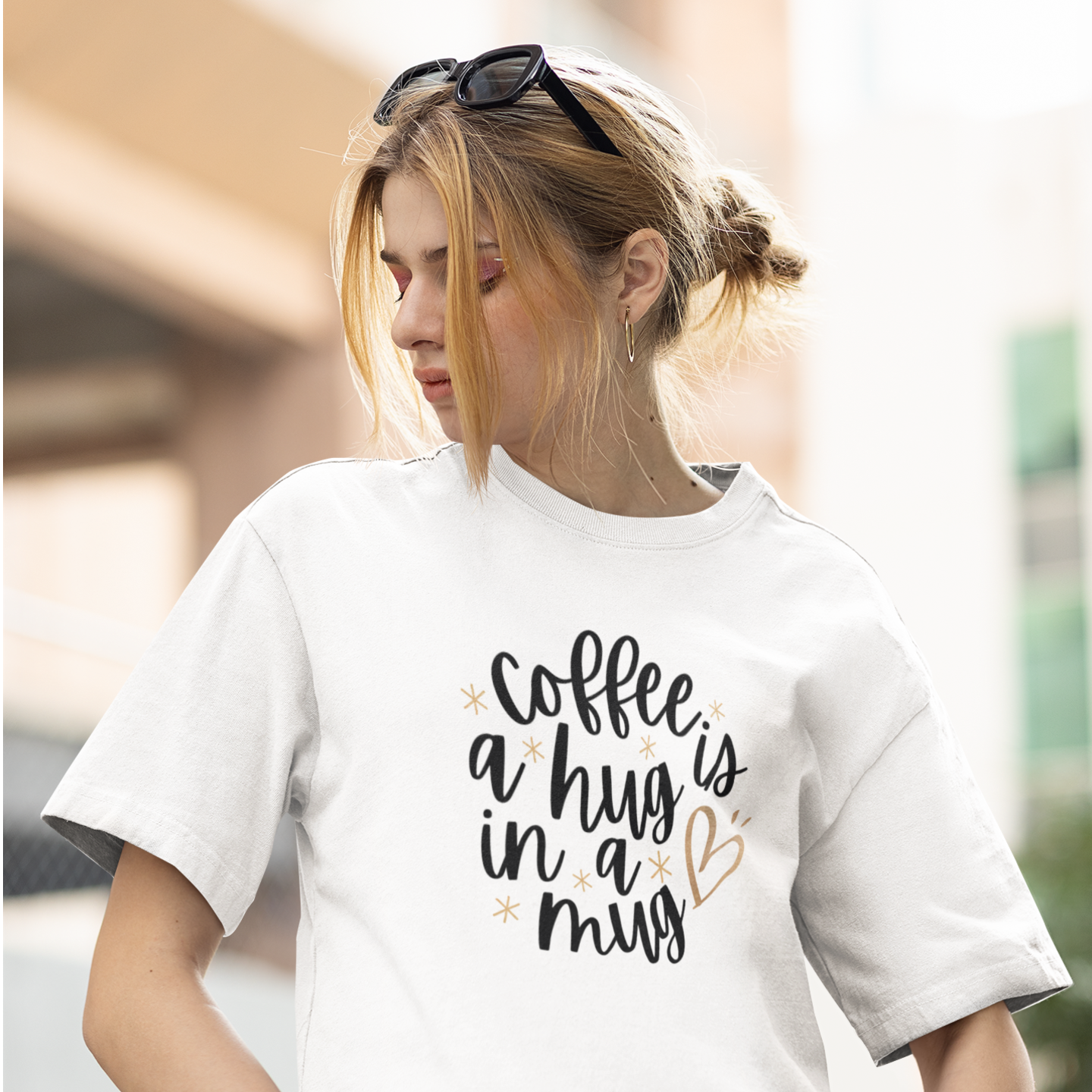 Women coffee lover graphic printed classic fit round neck T-Shirt