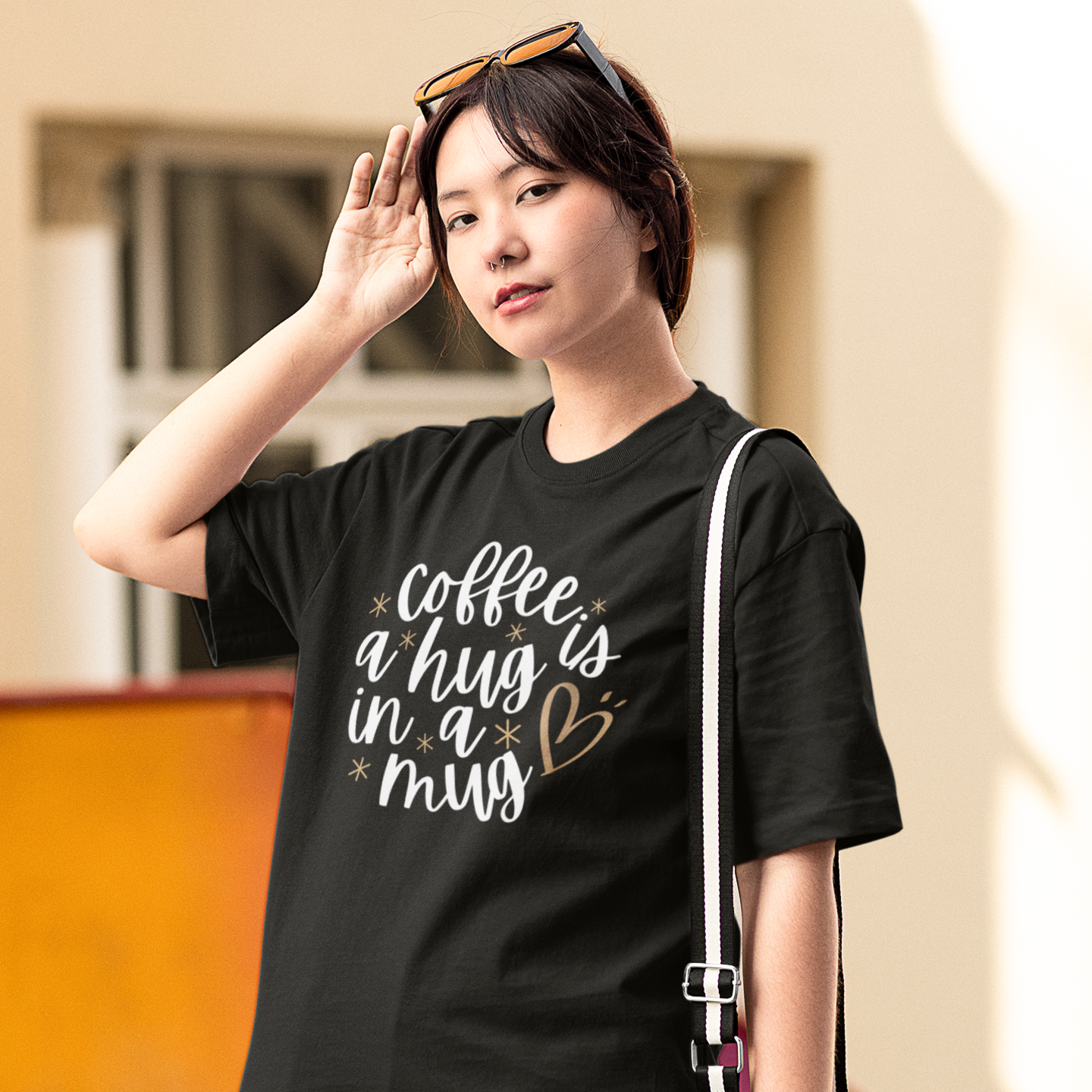 Women coffee lover graphic printed classic fit round neck T-Shirt