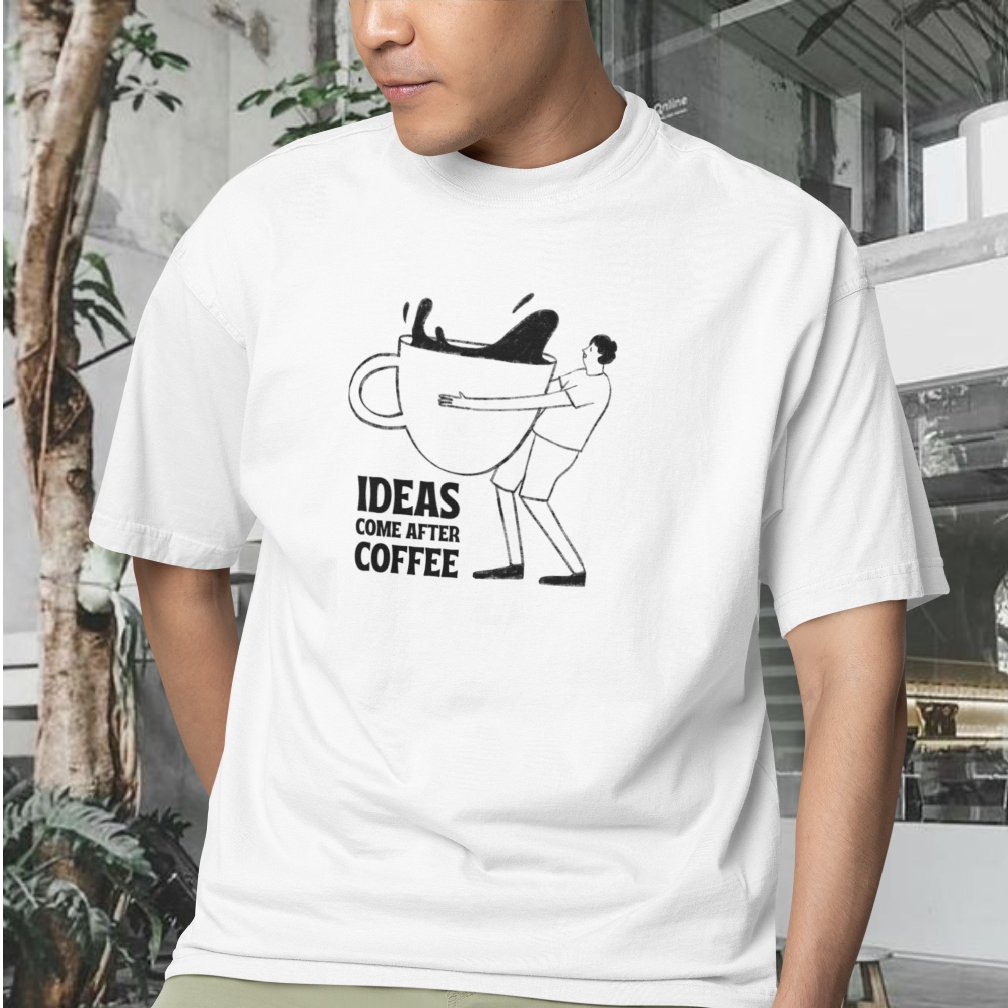 Men coffee lover graphic printed classic fit round neck T-Shirt