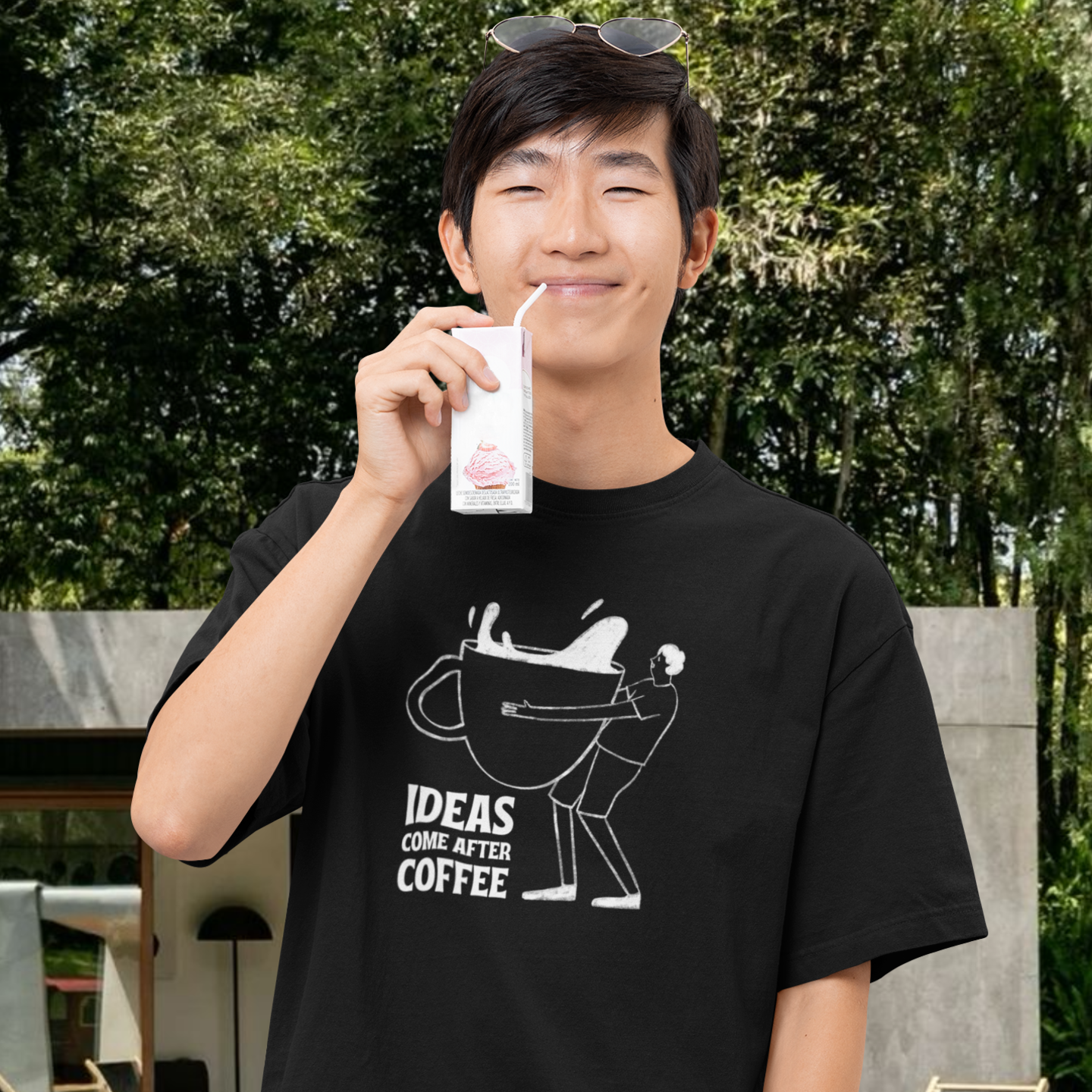 Men coffee lover graphic printed classic fit round neck T-Shirt