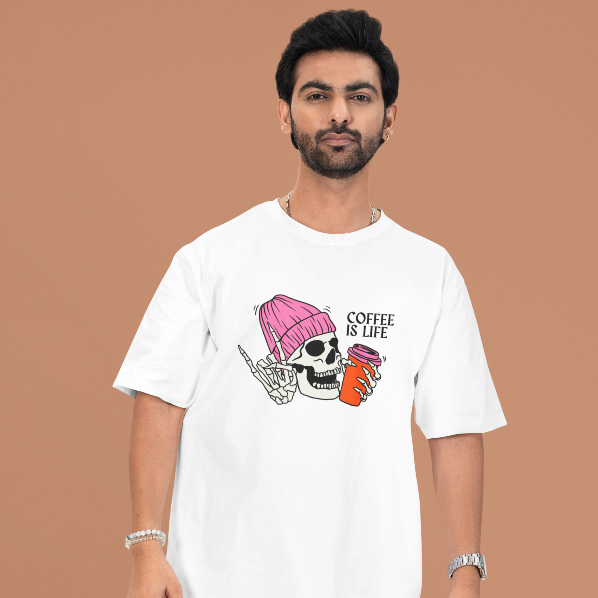 Men’s coffee lover graphic tee with round neck and classic fit