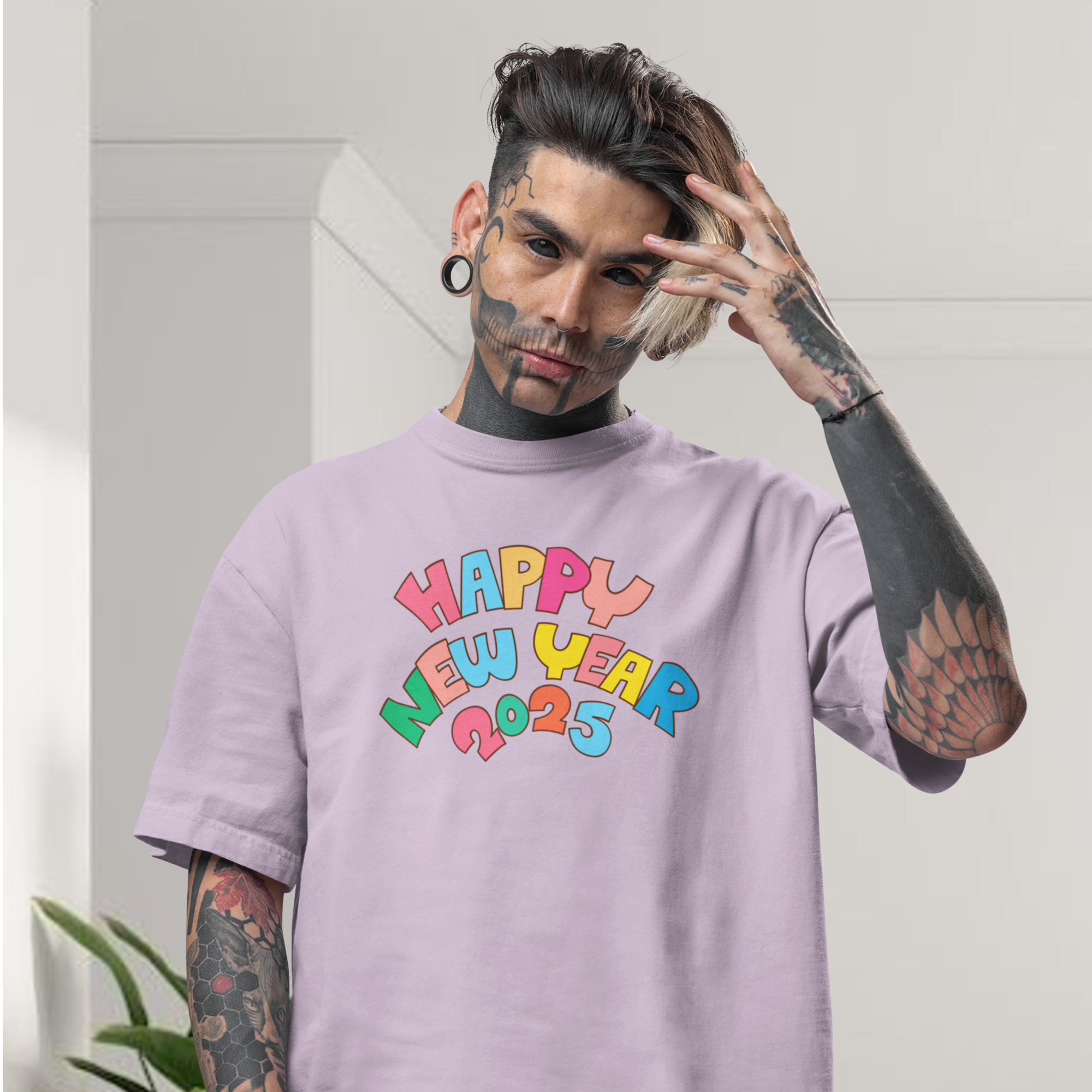 Men new year season special half sleeve comfort fit round neck T-Shirt.