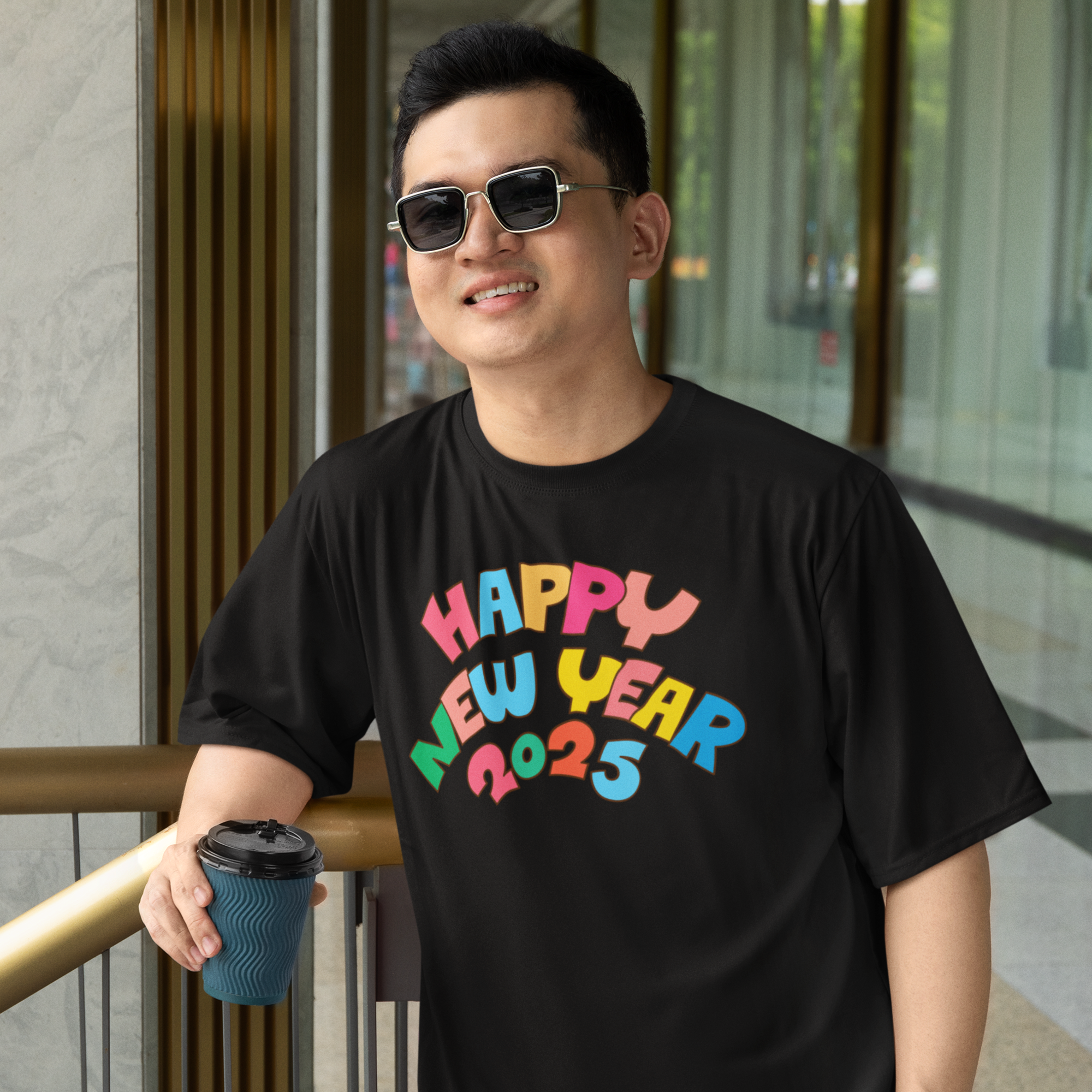 Men new year season special half sleeve comfort fit round neck T-Shirt.