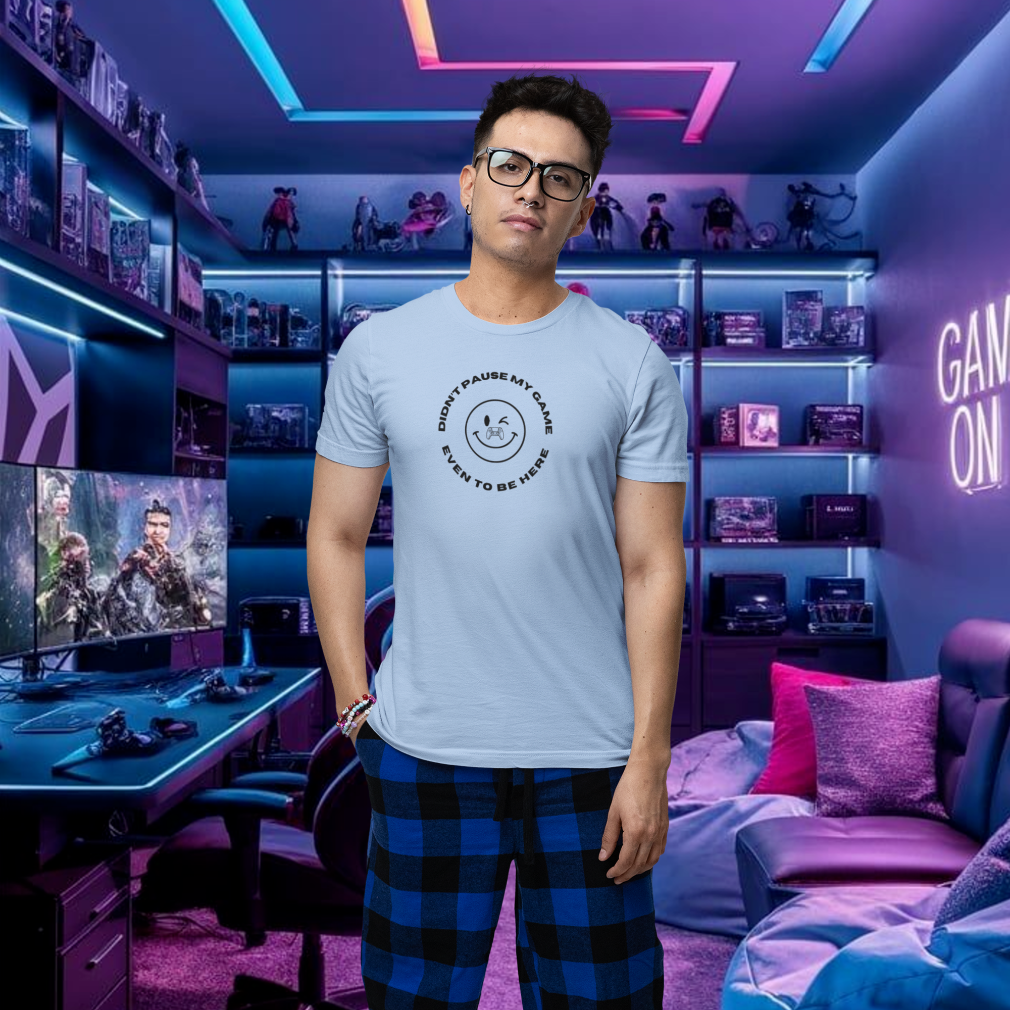 Men gaming special half sleeve round neck T-shirt