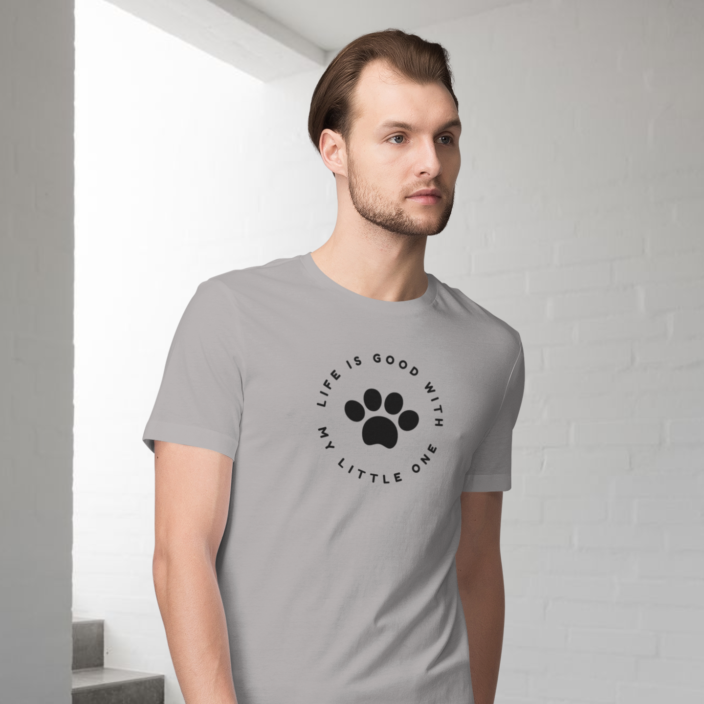 Men dog lover classic fit round neck T-shirt