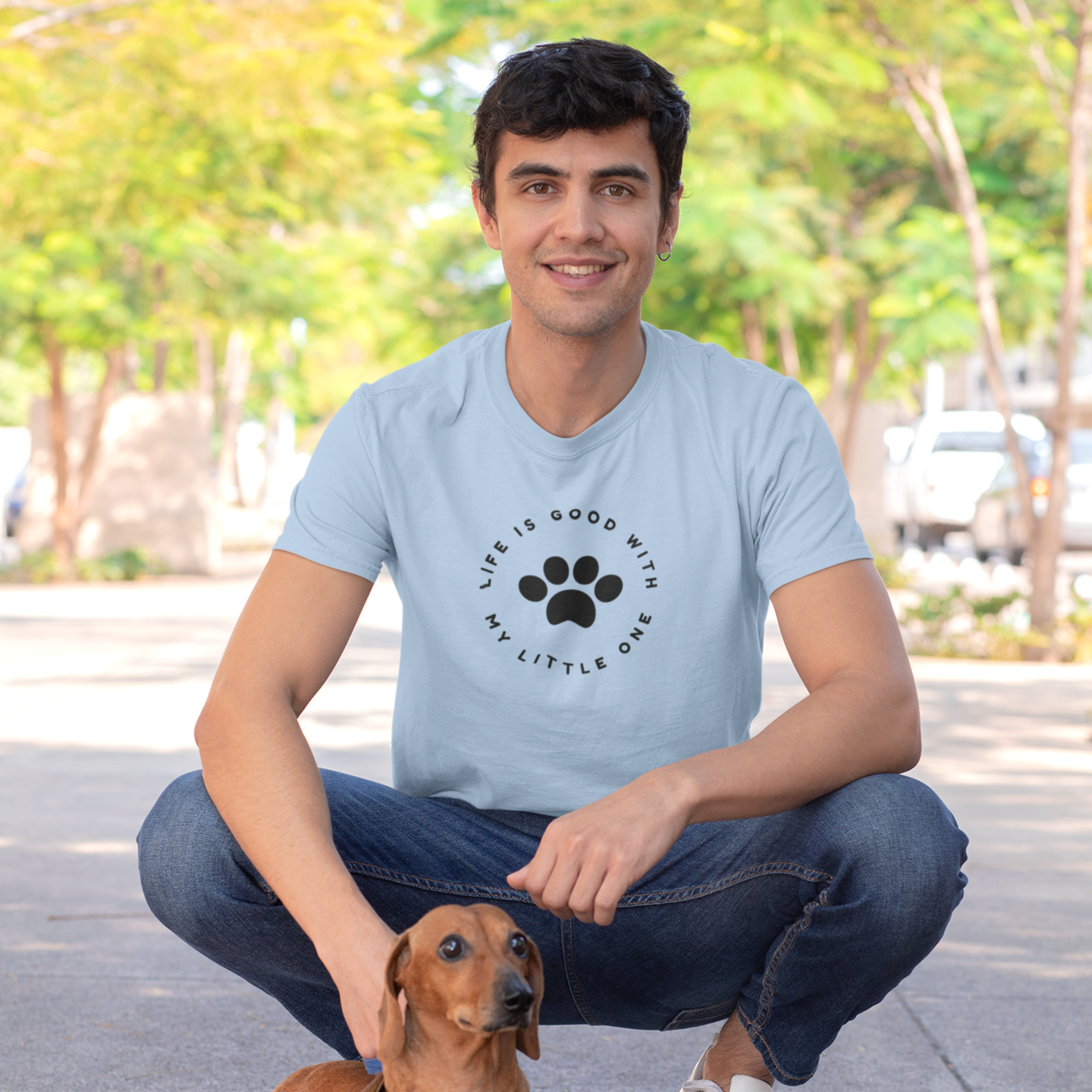 Men dog lover classic fit round neck T-shirt