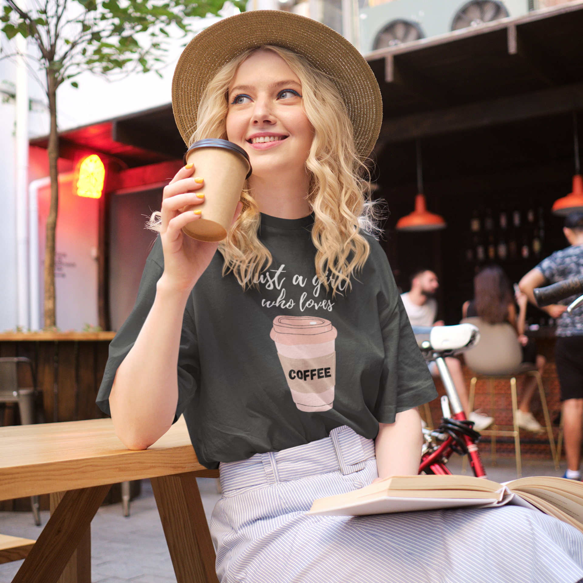 Women coffee lover graphic printed classic fit round neck T-Shirt