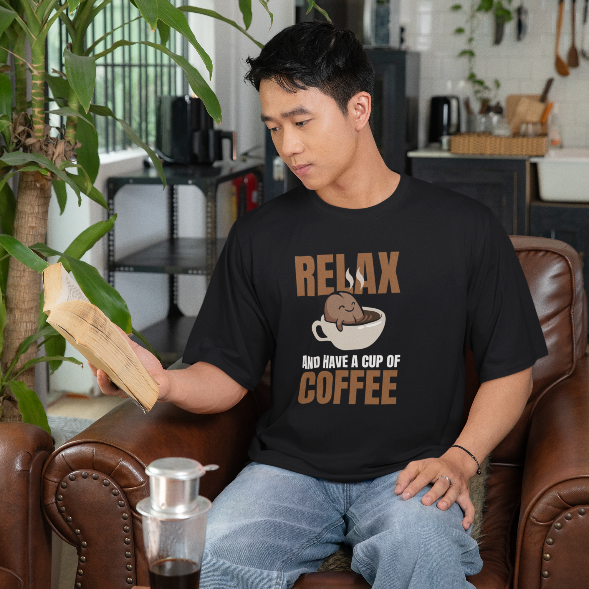 Men’s classic fit coffee lover graphic tee with crew neck