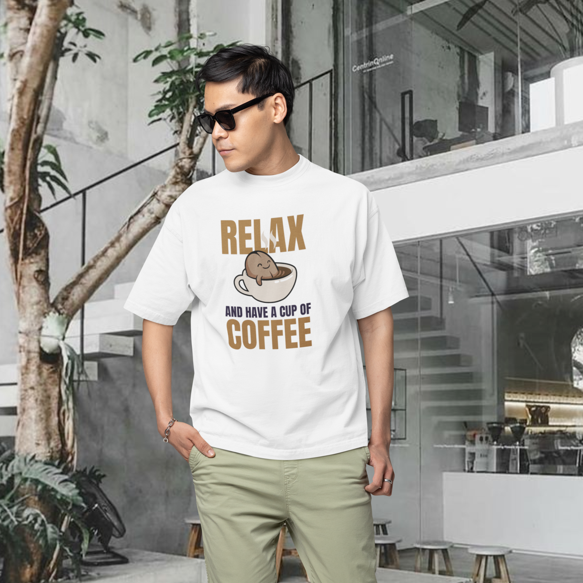 Men coffee lover graphic printed classic fit round neck T-Shirt