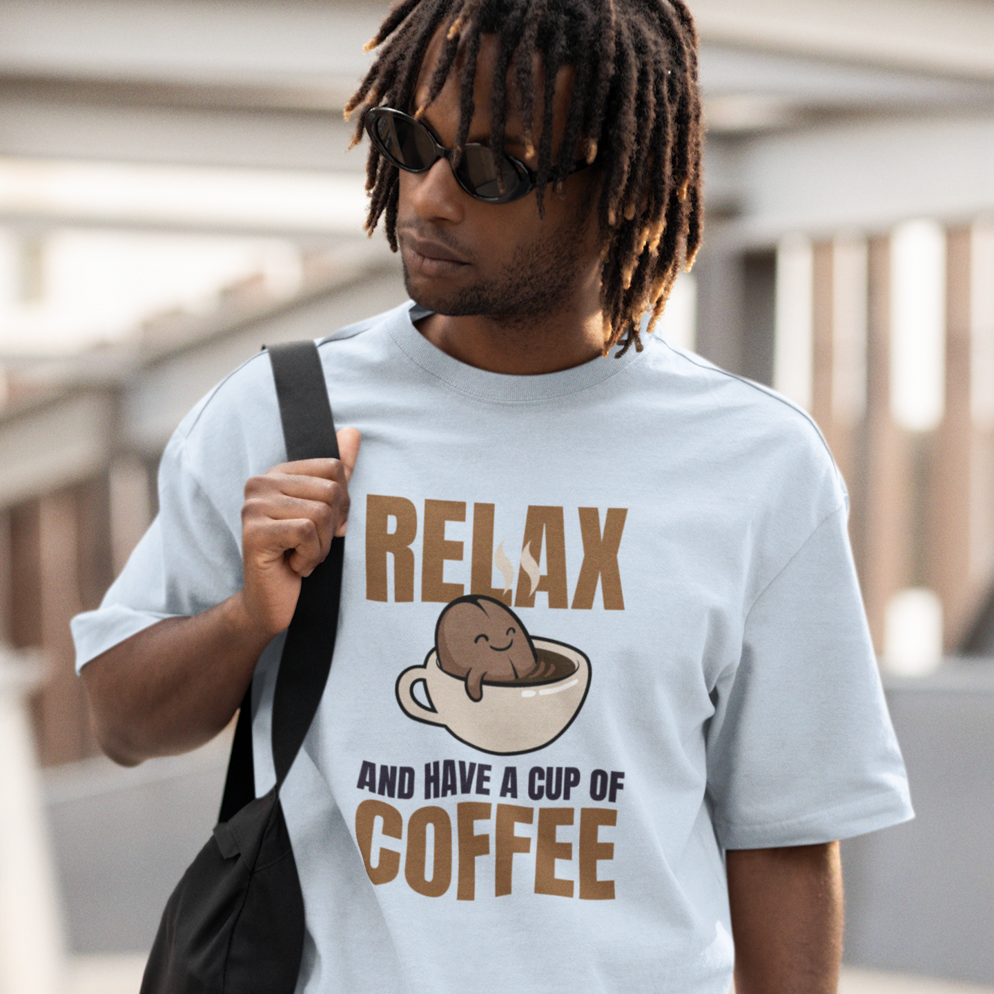 Men coffee lover graphic printed classic fit round neck T-Shirt