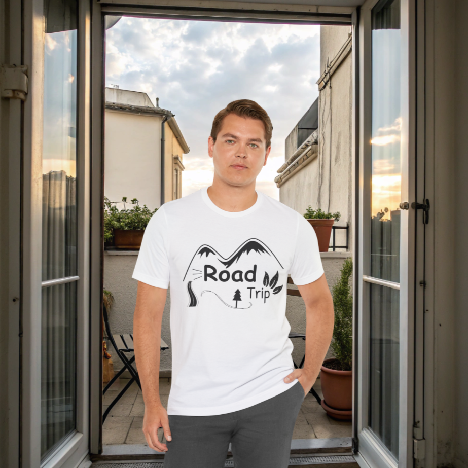 Road Trip Text Printed round neck short sleeve T-Shirt for men women