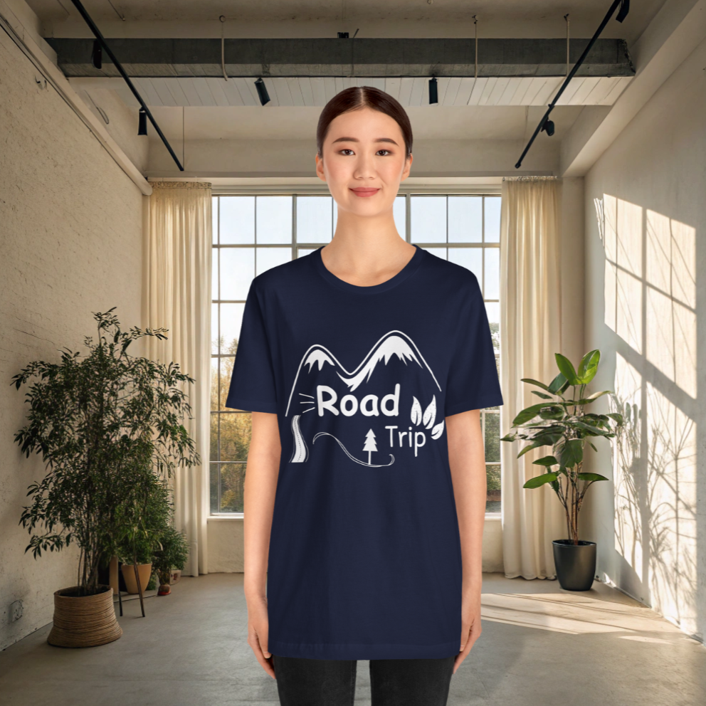 Road Trip Text Printed round neck short sleeve T-Shirt for men women