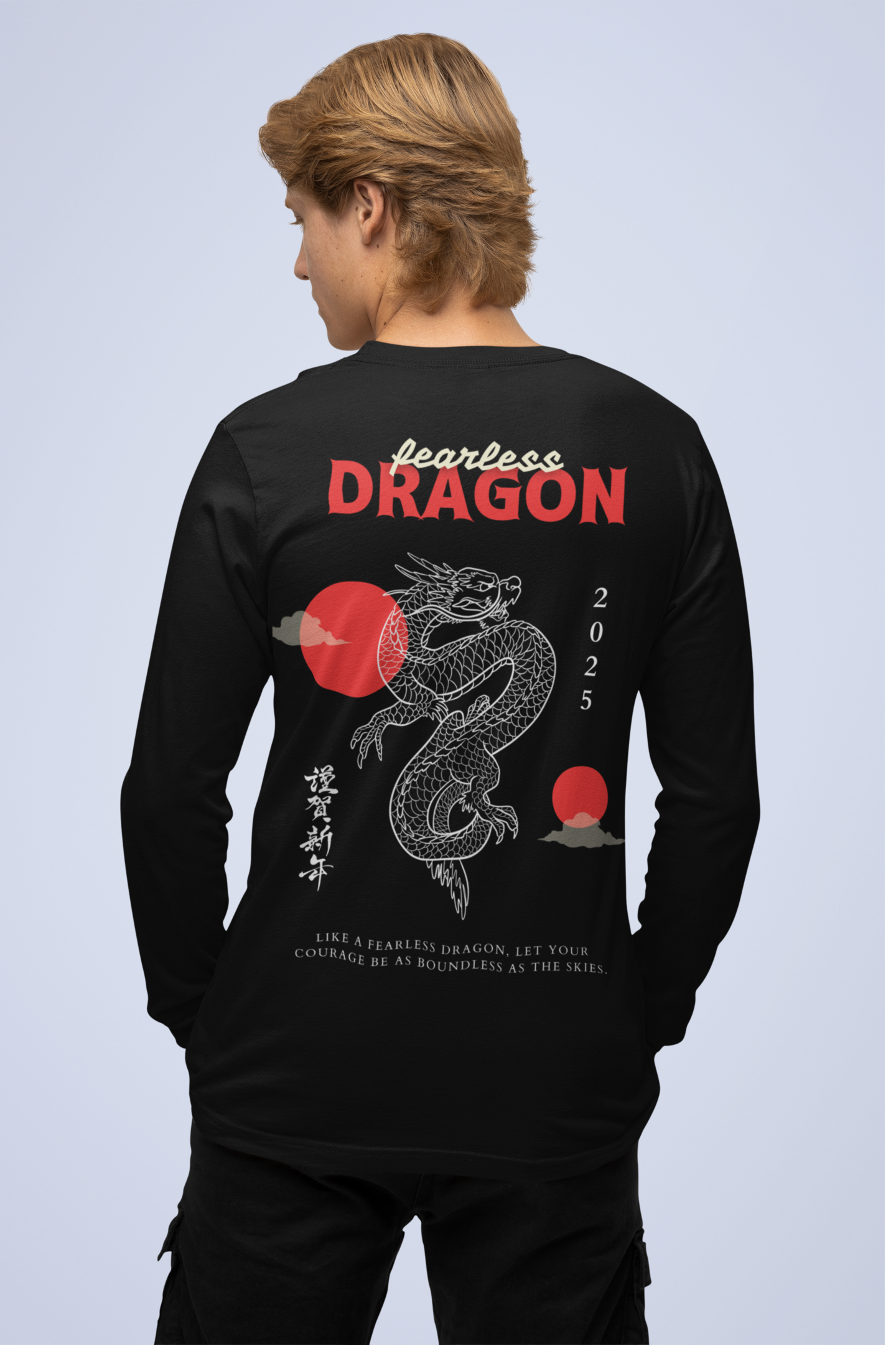 Black dragon graphic tee for men