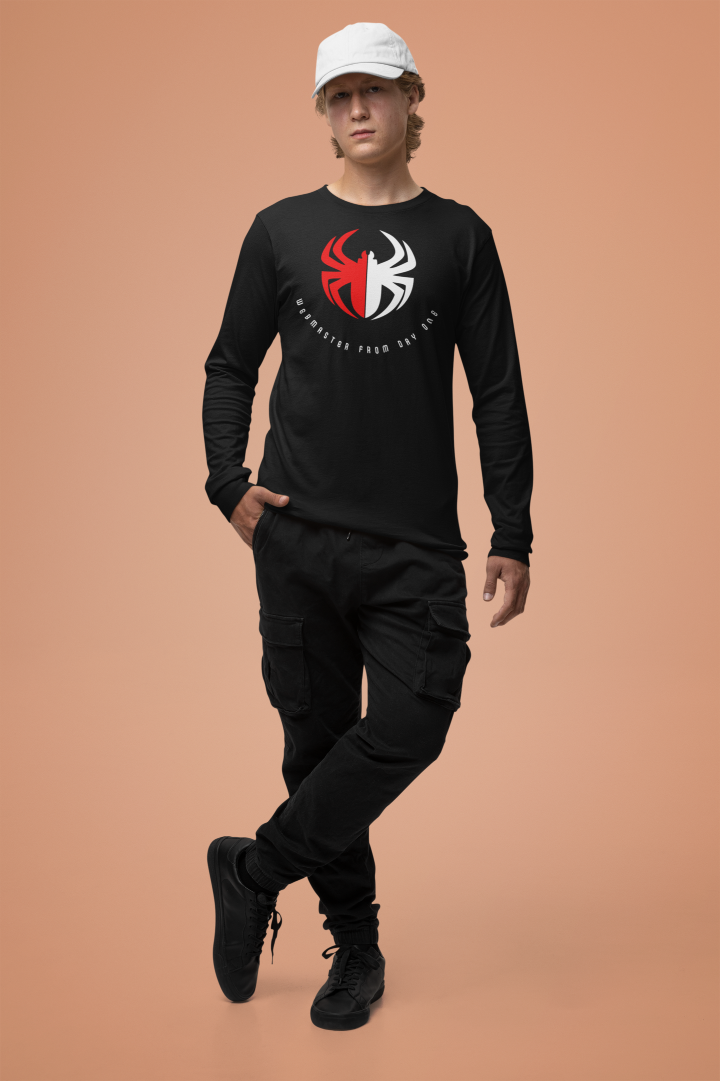 Streetwear Men cotton tee with spider motif